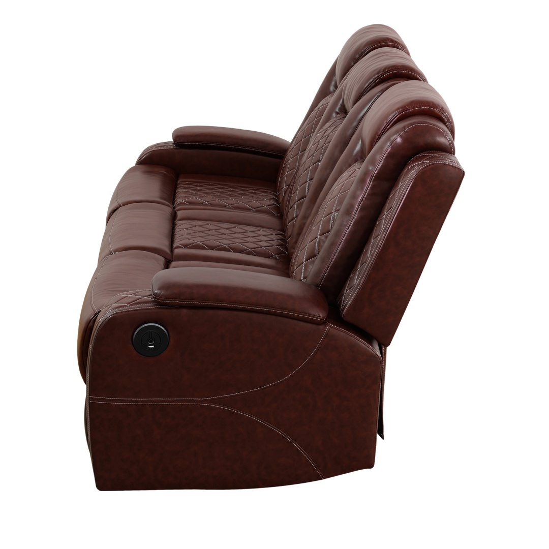 Pickup Only--Red Breathing Leather 3-Piece Living Room Recliner Sofa Set