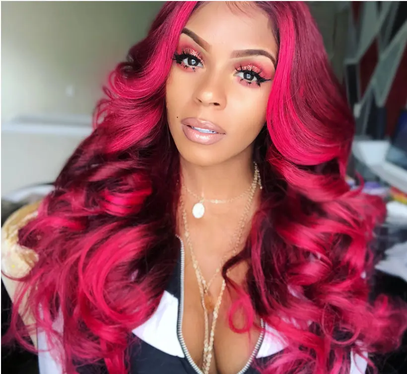 Ladies Wavy Long Curly Hair Lexin Rose Net Wig