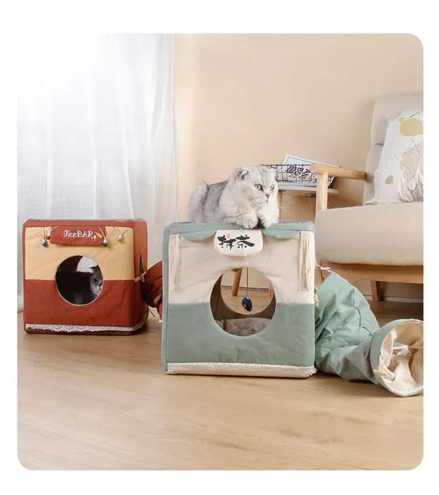 Cat Litter Universal Semi enclosed Sleeping Nest Foldable Matcha Square Nest - Shop at LoveMi