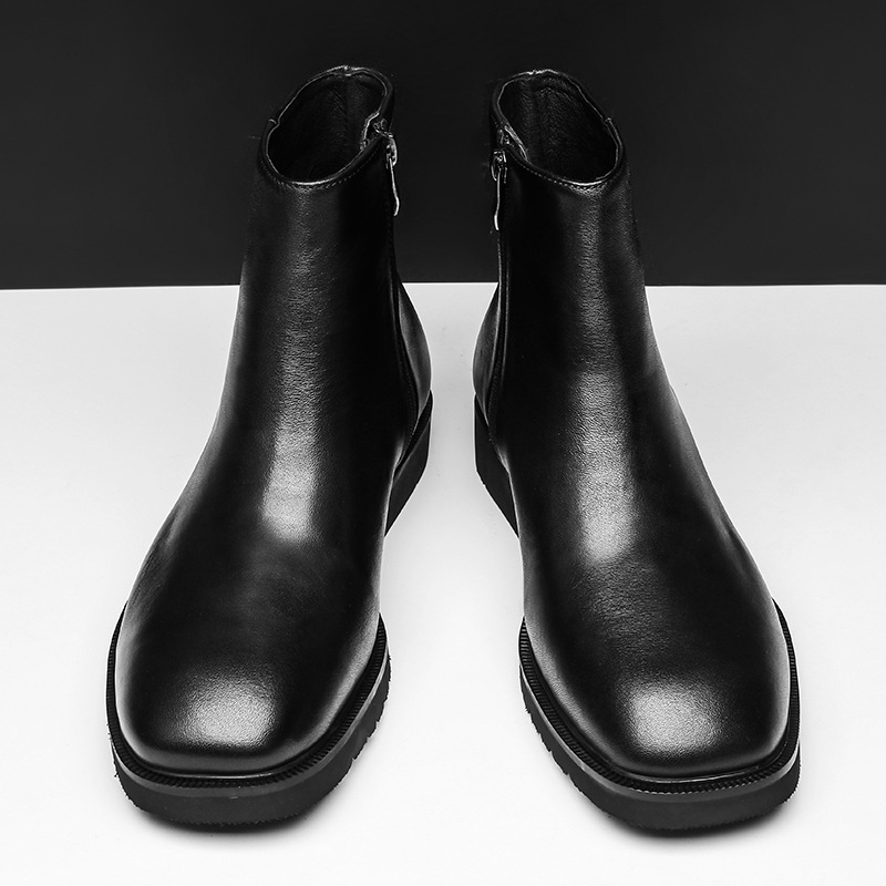 High Top Shoes Thick Bottom Zipper Black
