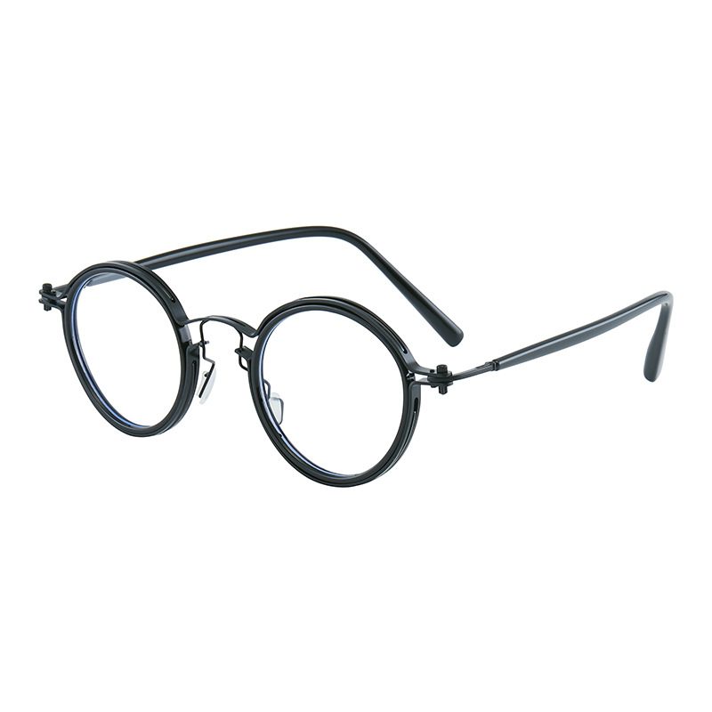 Title 5, Round Frame Myopia Retro Plain Mirror