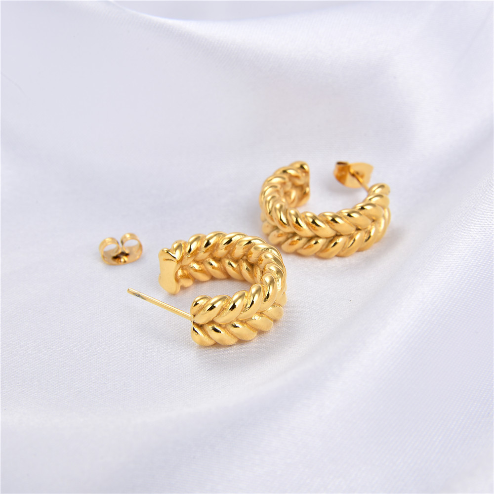 Titanium Steel Trend Metal Jewelry Goldplated Stainless Cshaped Earrings