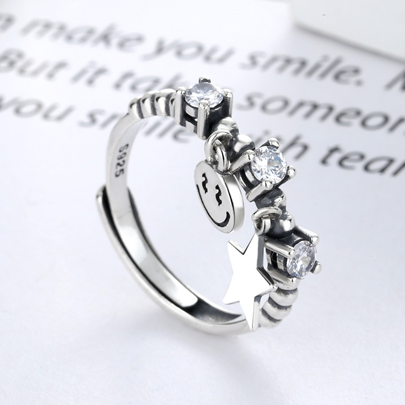 Sterling Silver Trendy Hip-hop Punk Style Coconut Smiley