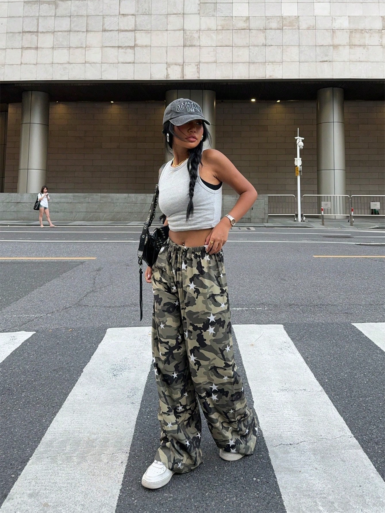 Camouflage Fashionable Slim High Waist Straight Trousers