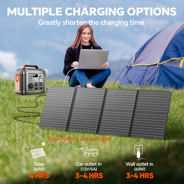 Powerbank 300w Portable Power Station With 60w Solar Panel For Camping Solar Generator 296Wh 80000mAh Lithium Battery — foto 4