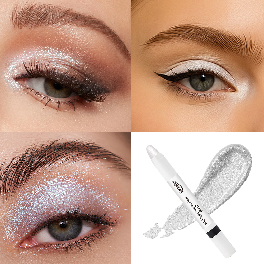 Shimmer Brightening Eye Highlighter Stick, Long Lasting Glitter Eyelid Lying Silkworm Makeup Pen, 2g