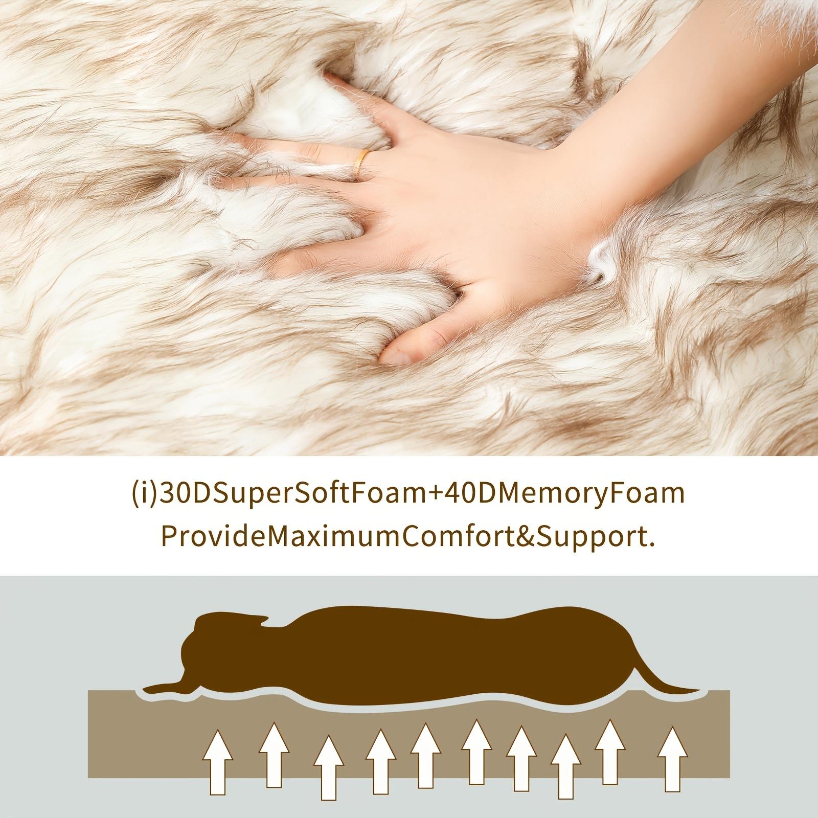 Luxury Faux Fur 5 Inches Thick Super Soft Memory Foam Dog Bed With Soft Removable Orthopedic Dog Bed Cover And Waterproof Liner