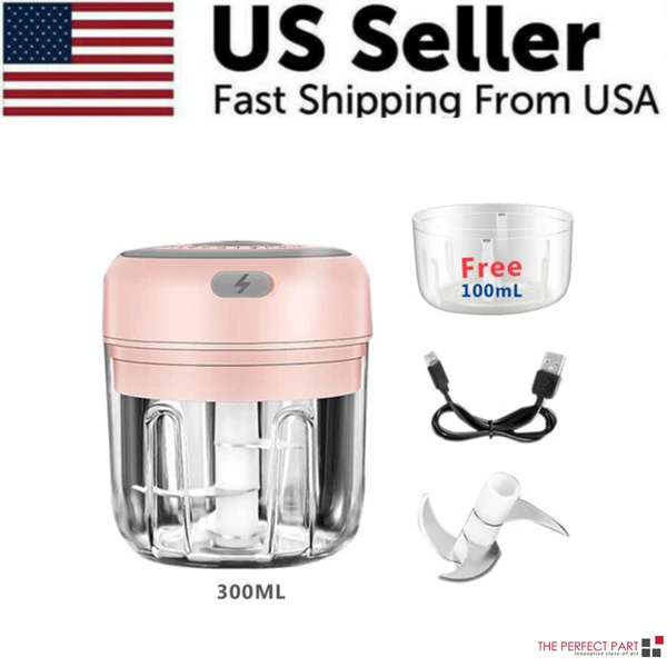 Electric 300ML Garlic Press Chopper Chili Onion Fruits Meat Mincer Blender Mixer — foto 17