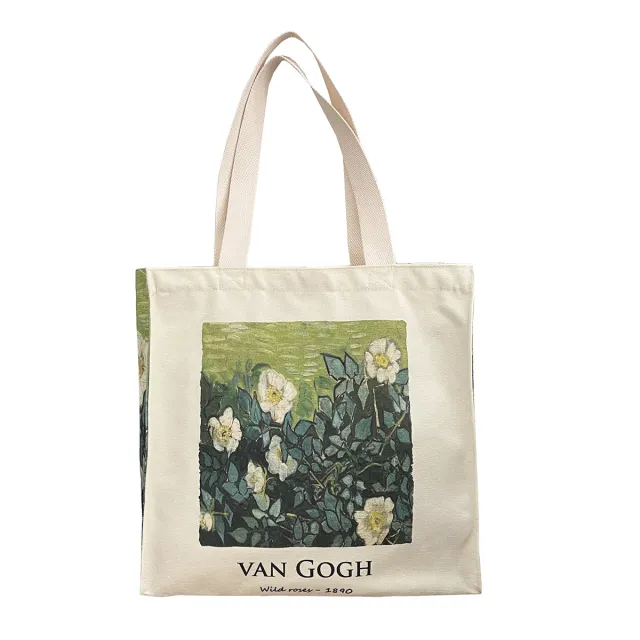 Wild Rose Oil Canvas Vintage Art Tote Bag Large Capacity Rose - Shop at LoveMi
