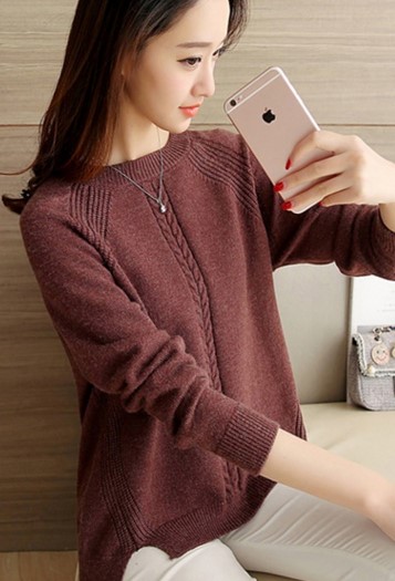 Women's Short Pullover Knit Bottoming Shirt