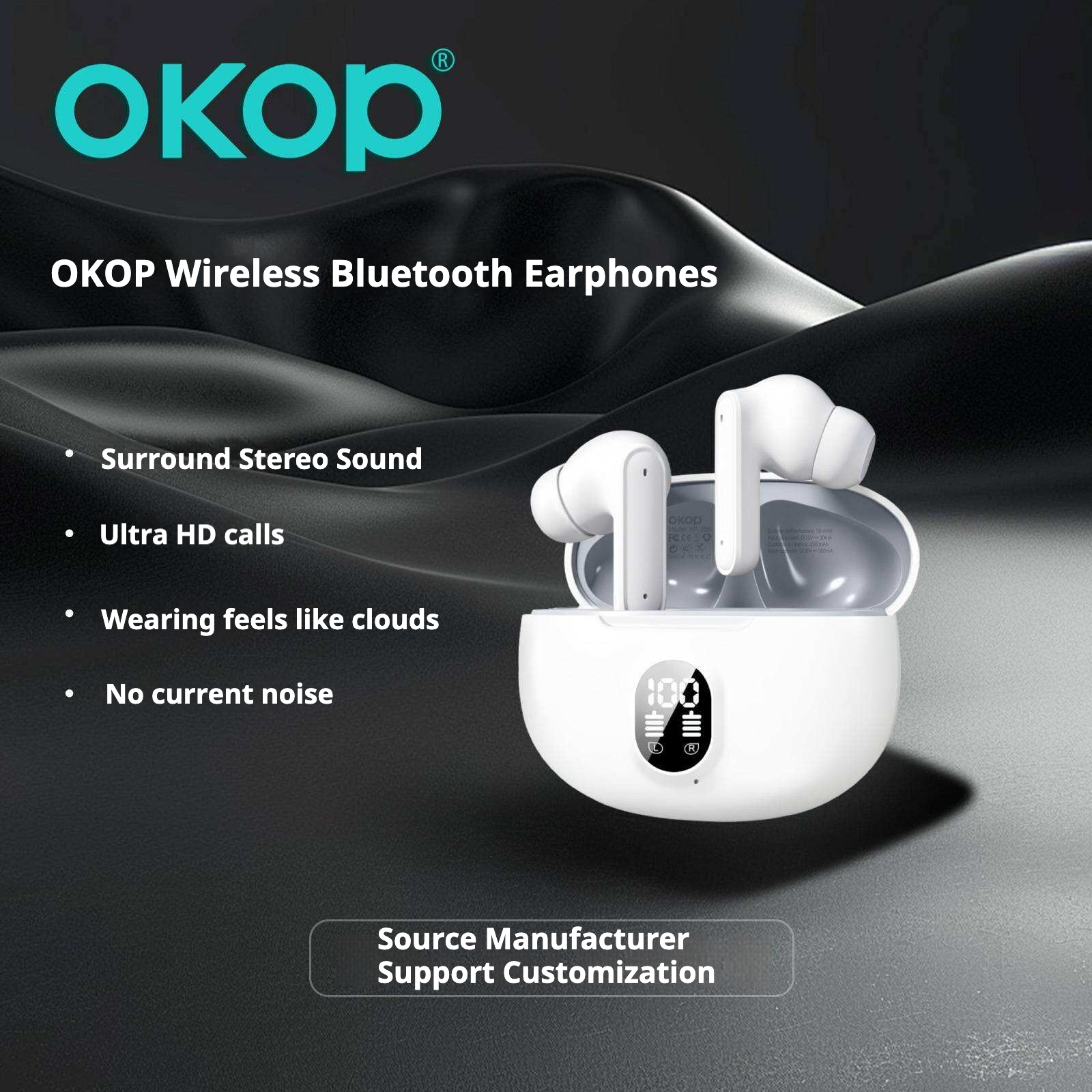 KP-205 In-Stock Digital Display Bluetooth Earbuds High Quality Audio In-Ear Design Low-Latency Gaming Ultra Long Battery Life Factory Direct