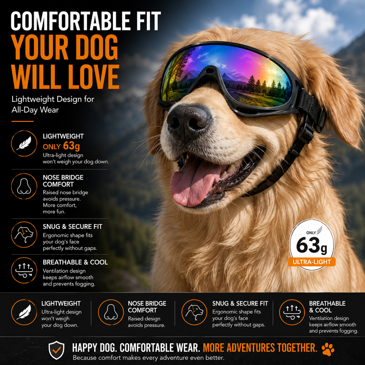 Dog Goggles For Medium & Large Dogs thumbnail 4