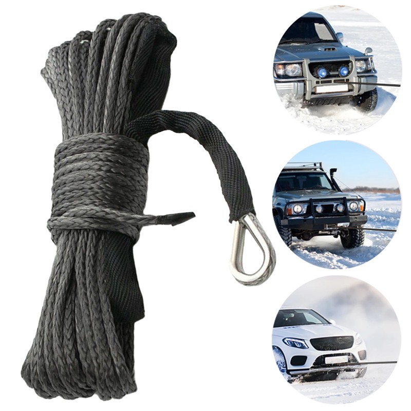 15M Heavy Duty Synthetic Winch Rope Emergency Winch Line Cable For ATV SUV Car