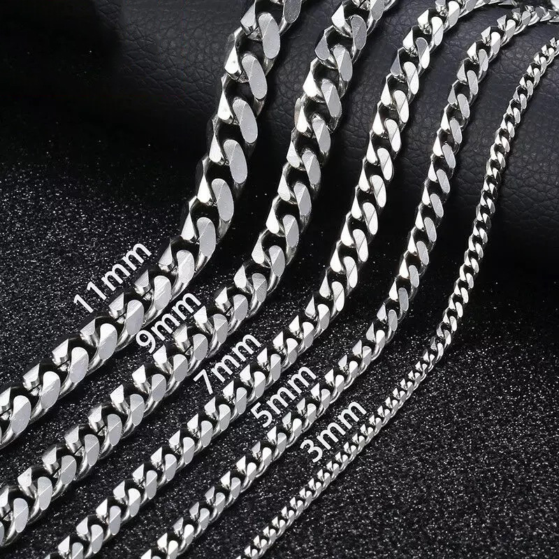 Stainless Steel Cuban Link Chain Necklace Titanium Steel Men’s Jewelry