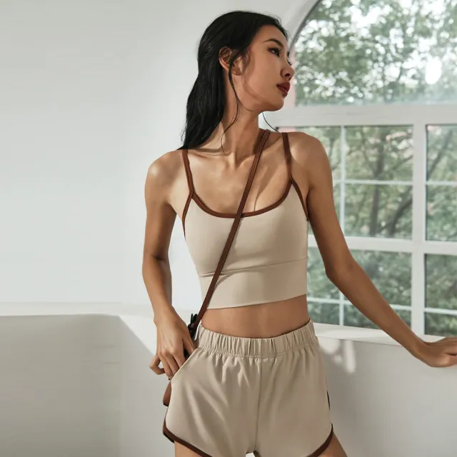Sports Underwear Women Wear Tank Top, Halter Top And Chest Pad Coffee - Shop at LoveMi