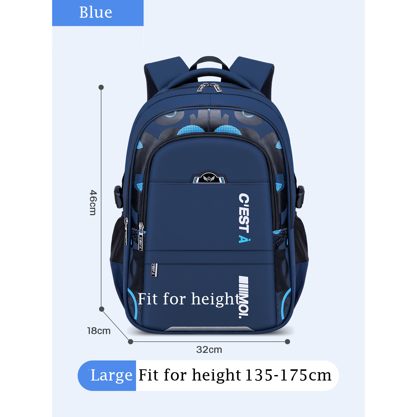 Lightweight Multi compartment Children's School Bag Casual Student Backpack Royal L - Shop at LoveMi