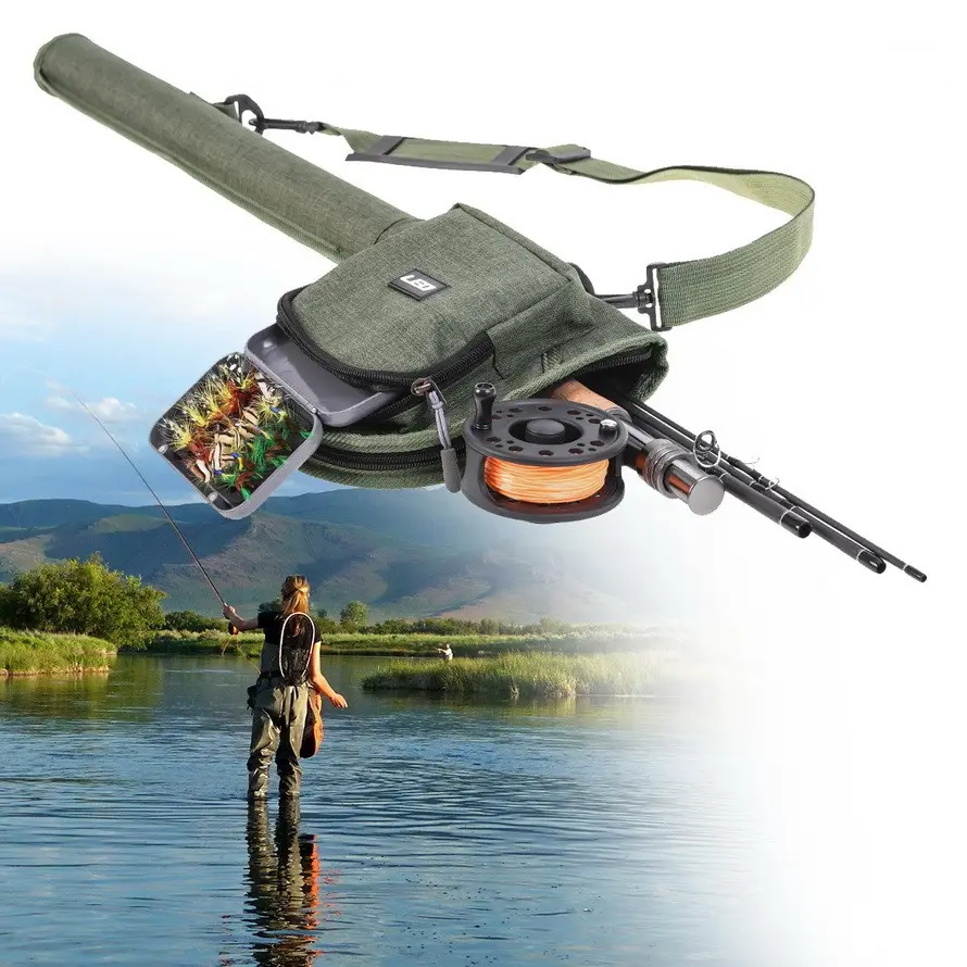 Canvas Portable Fly Fishing Rod Bag Reel Combo