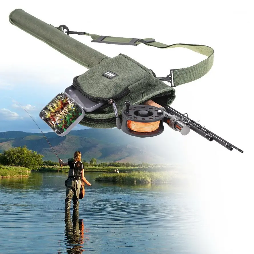 Canvas Portable Fly Fishing Rod Bag Reel