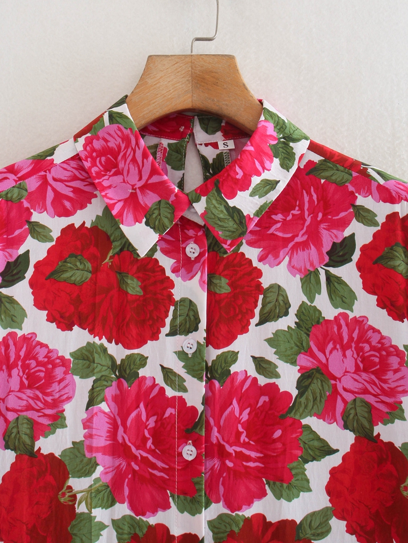 Title 4, Flower Print Long-sleeved Shirt Plus Size Top