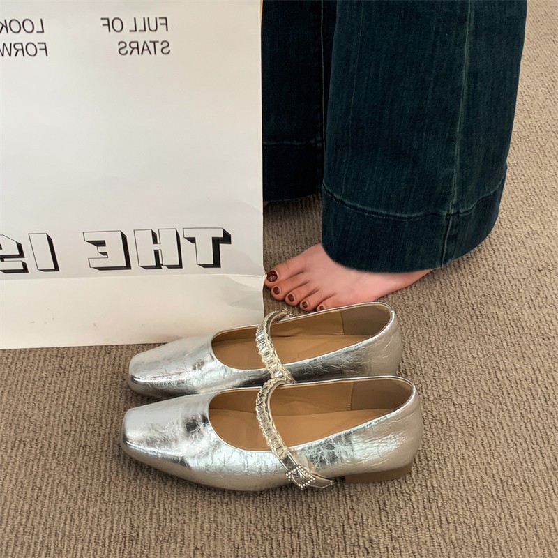 Metallic Leather Flats, picture 3 of 4