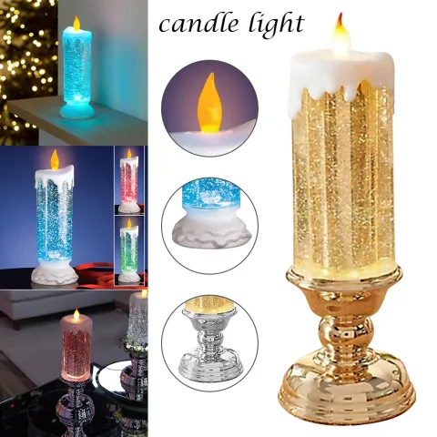 Rechargeable Color Electronic LED Waterproof Candle with Glitter Changing