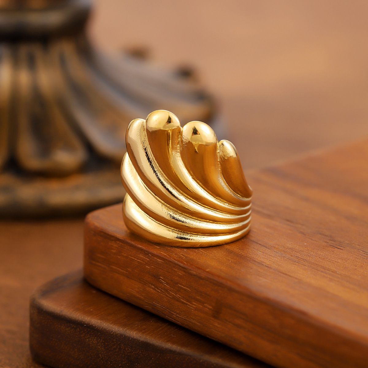 Style Titanium Steel Ring For Women, Light Luxury Advanced Sense, Niche Design, Open & Gold... thumbnail 8