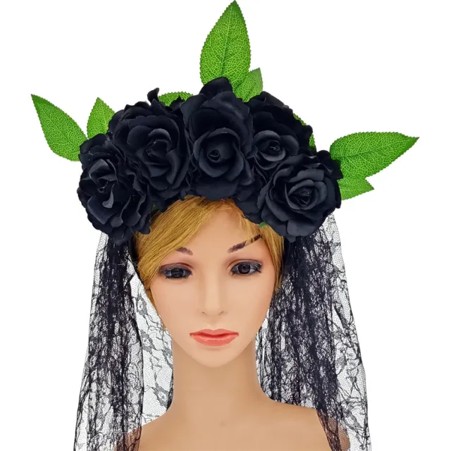Artificial Rose Flower Headband Lace Veil - Shop at LoveMi