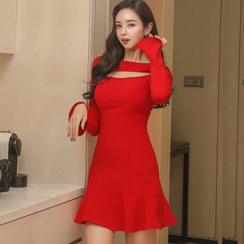 Cutout Flared-Sleeve Ruffle Dress, picture 2 of 8