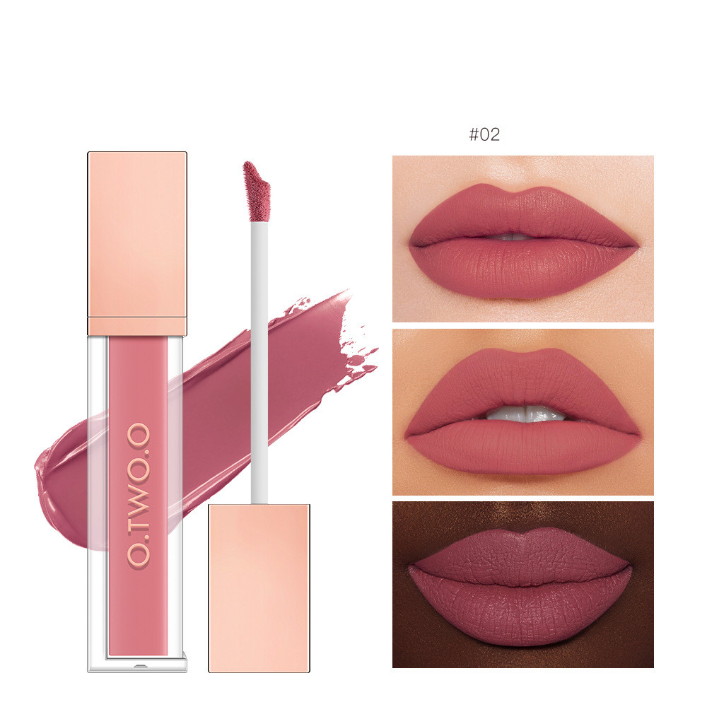 High energy Dense Fog Matte 18 Color Lip Glaze Non stick Cup Velvet 2Peach Bean Paste - Shop at LoveMi