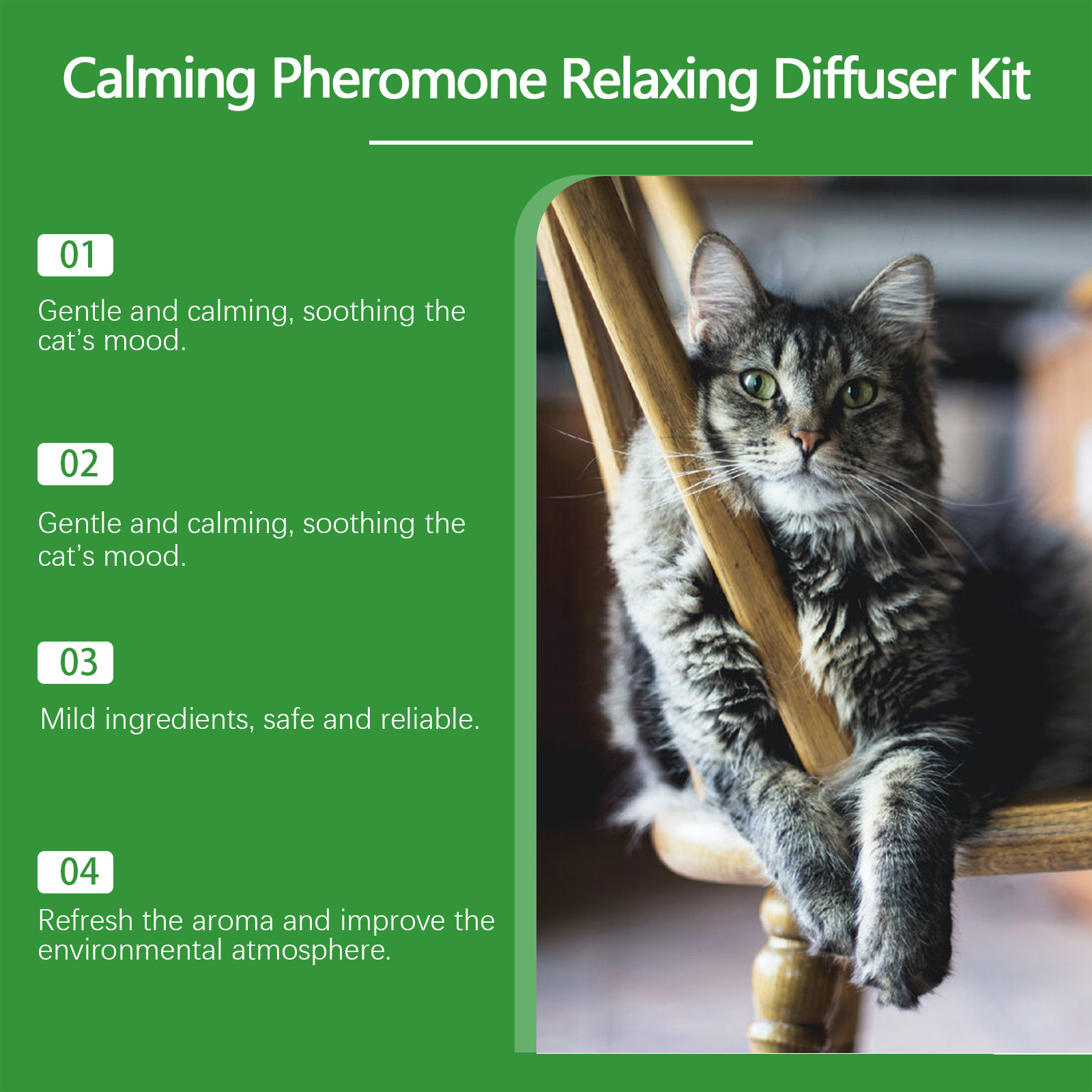 Cat Calming Pheromone Diffuser Kit 45ml, Stress Relief For Anxious Cats & Kittens — foto 10