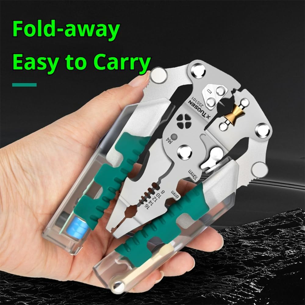 Electrician Pliers, 18-in-1 Foldable Wire Stripper, Insulated Handle Alloy — image 7