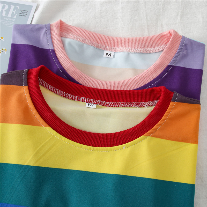 Title 9, Rainbow stripes loose hood Sweater