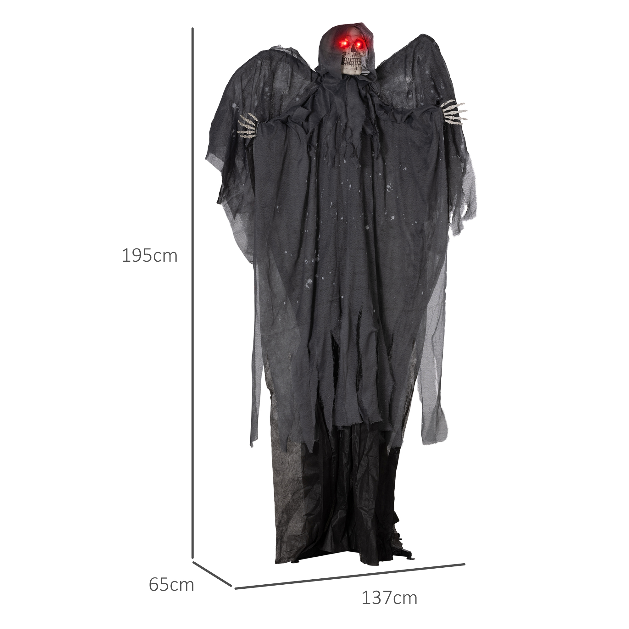 6.3 grim reaper halloween mechanical doll, with glowing eyes