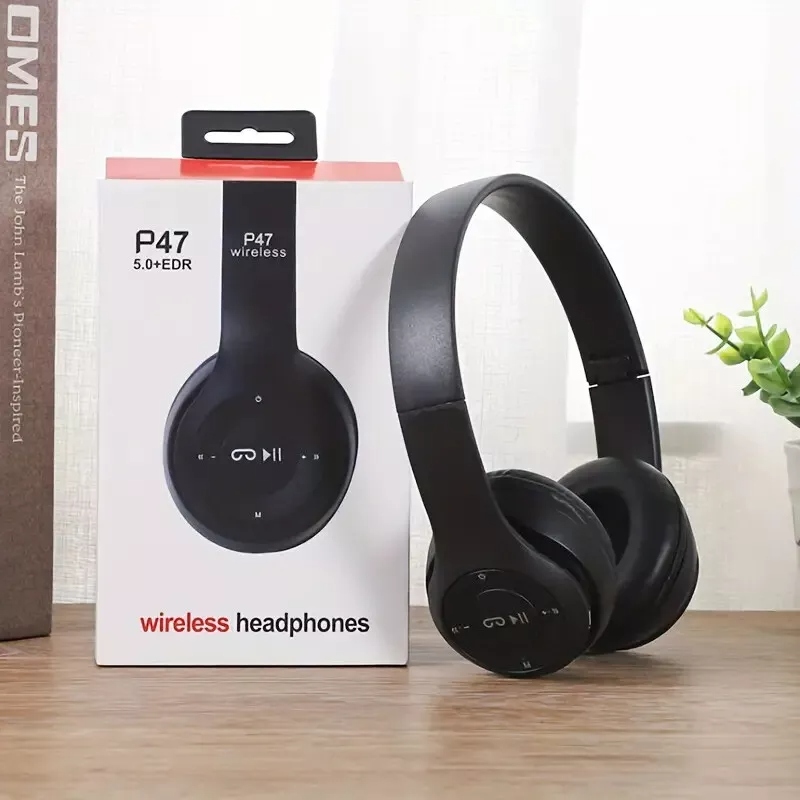 P47 Wireless Bluetooth Headphones – Foldable Over-Ear w/ FM Stereo