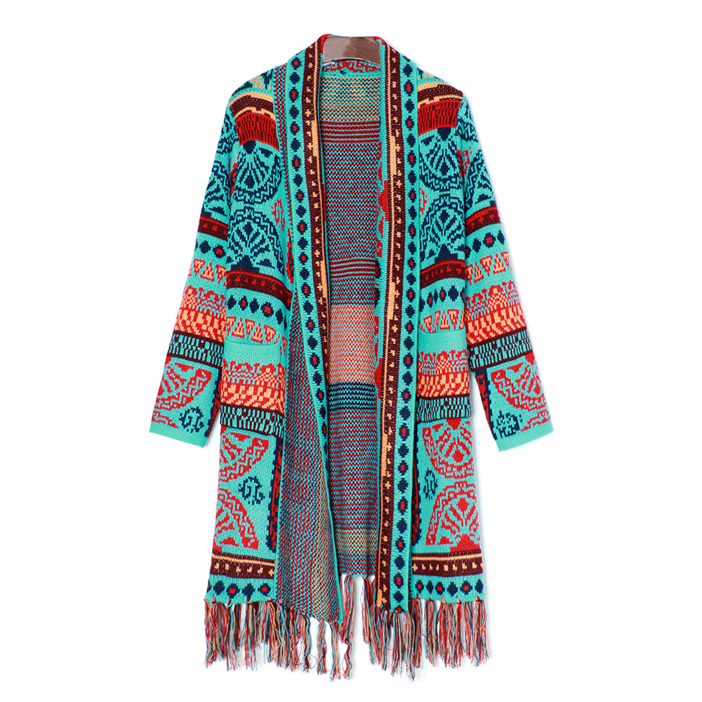 Fringed Print Cardigan, picture 2 of 8