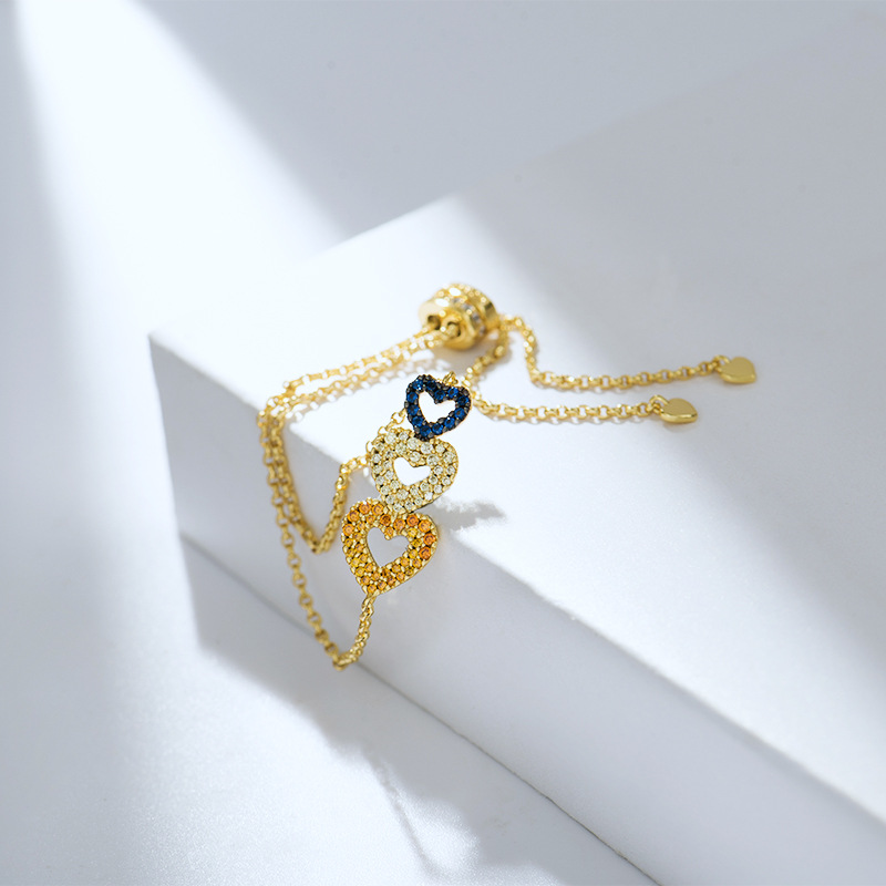 Three-color Heart-heart Bracelet Female Temperament Forest Love Design