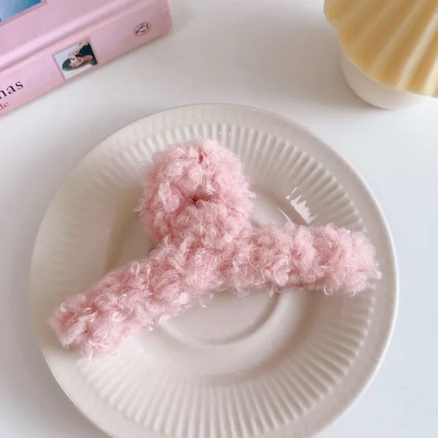 Cute Solid Color Autumn And Winter Plush Catch Clip Light Pink - Shop at LoveMi