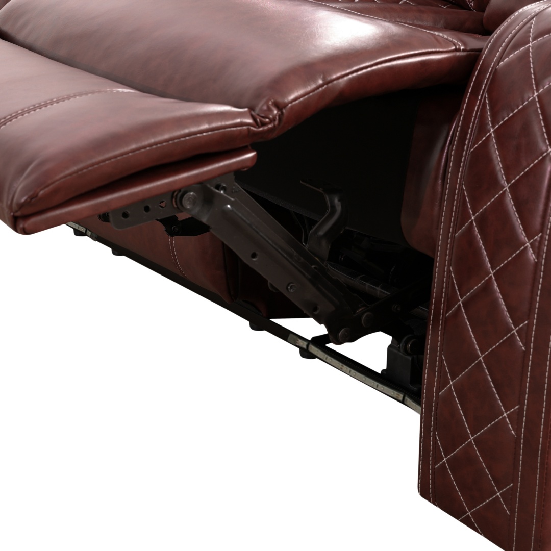 Pickup Only--Red Breathing Leather 3-Piece Living Room Recliner Sofa Set