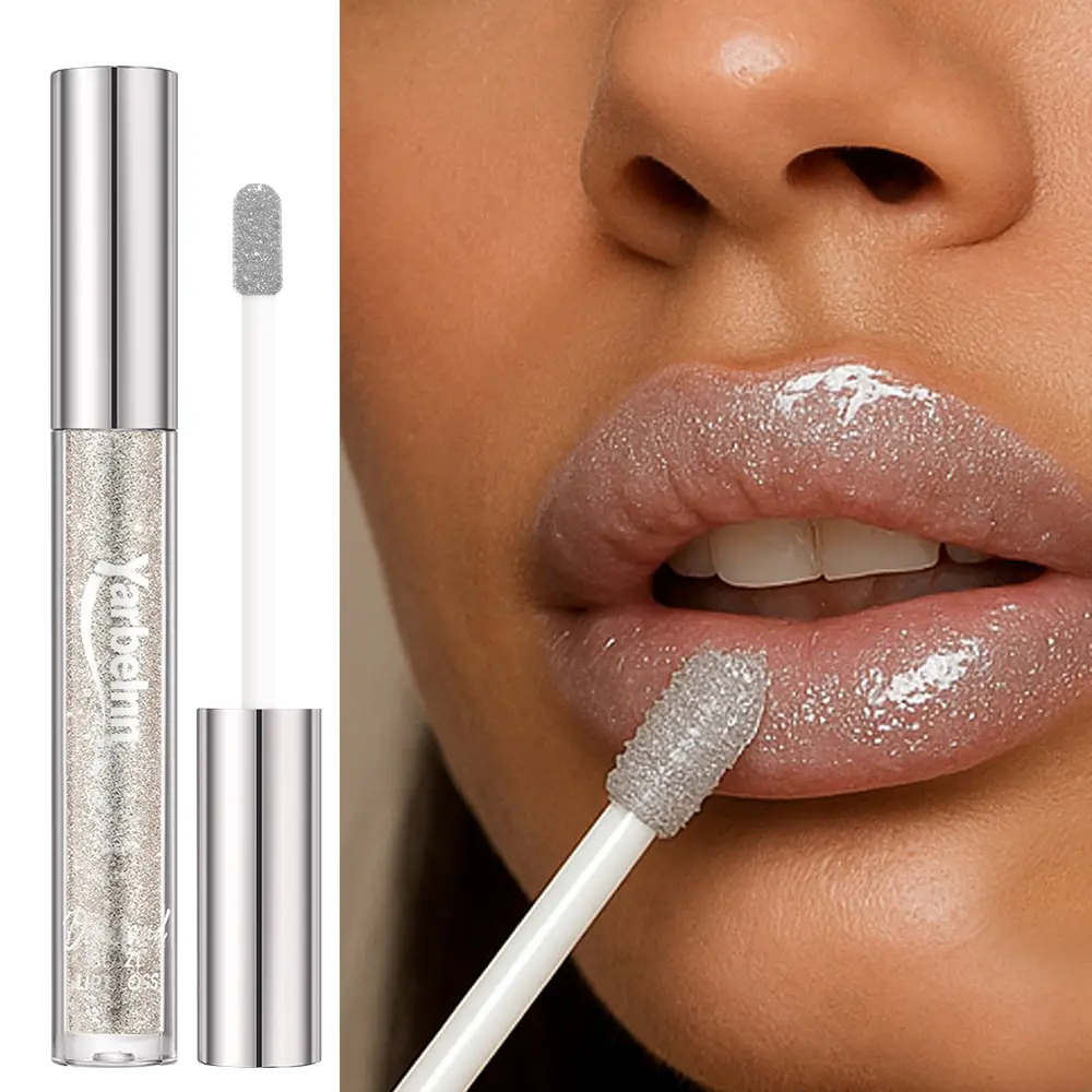 Glitter Shimmer Lip Gloss, Brilliant Highlight Particle Lip Makeup, Long-Lasting Brightening Lip Fluid, 3g