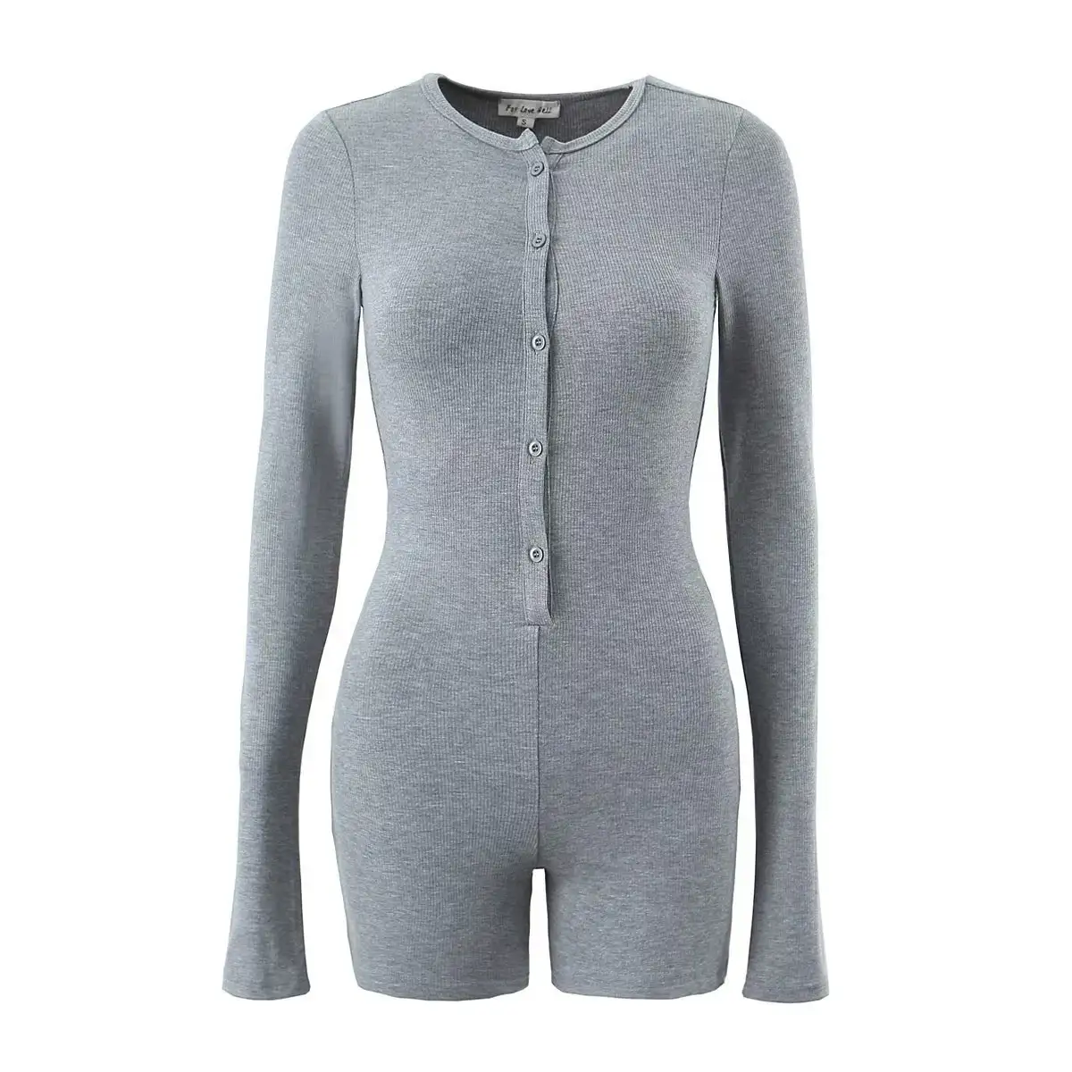 I Round Neck Breasted Jumpsuit Spring New Holiday Slim Elastic Short