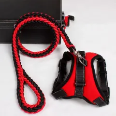 New Nylon Medium Large Dog Harness Collar K9 Padded Extra Reflective Collar Puppy Lead Pets Vest Dog Vest Husky Dogs Supply - Red - View 1