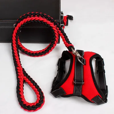 New Nylon Medium Large Dog Harness Collar K9 Padded Extra Reflective Collar Puppy Lead Pets Vest Dog Vest Husky Dogs Supply Red - Shop at LoveMi