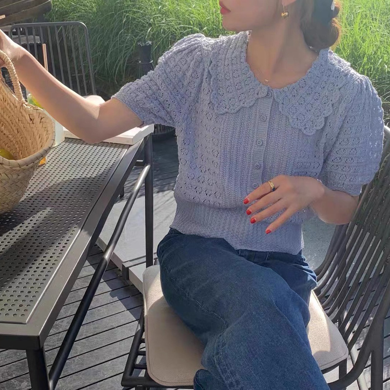 Gentle Hand Crocheting Hollow Knitted Short Sleeve