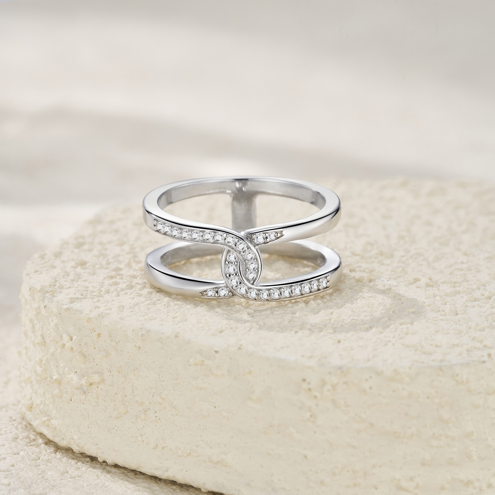 Platinum-Plated Silver Moissanite Ring, picture 2 of 4