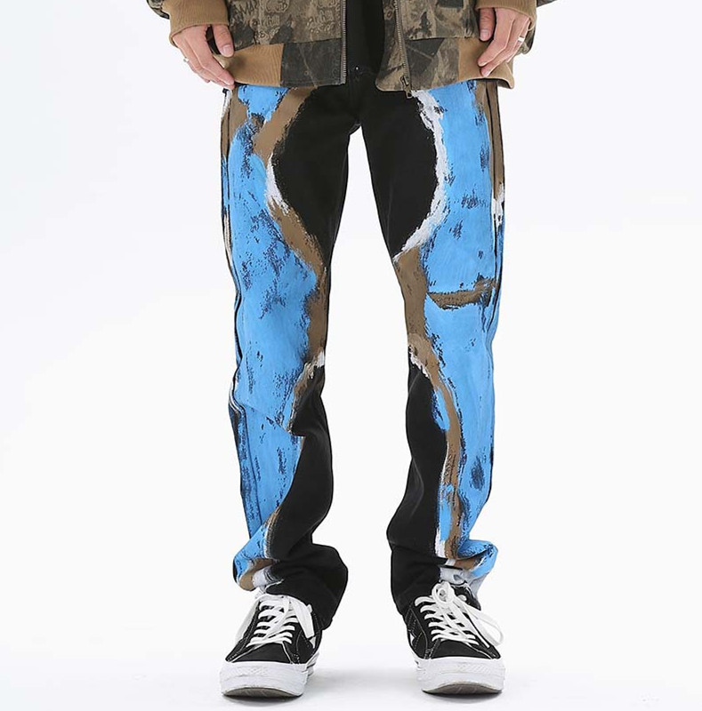 Graffiti Loose Fashion Jeans Male Color Contrast