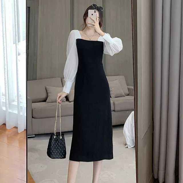 French Vintage Square Neck Dress Girl Black - Shop at LoveMi