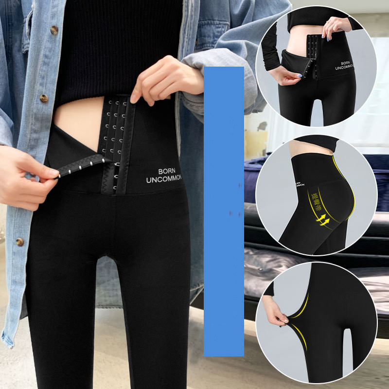 Wear High-waisted Tight-fitting Abdomen Hip-lifting Stovepipe  Yoga Spring And Autumn Thin Black Pants