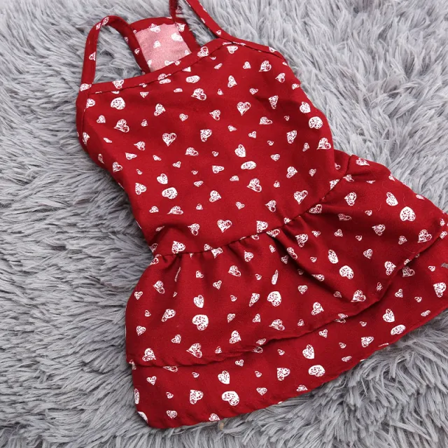 Summer Thin Dog Small Breathable And Comfortable Cat Skirt Heart Print - Shop at LoveMi