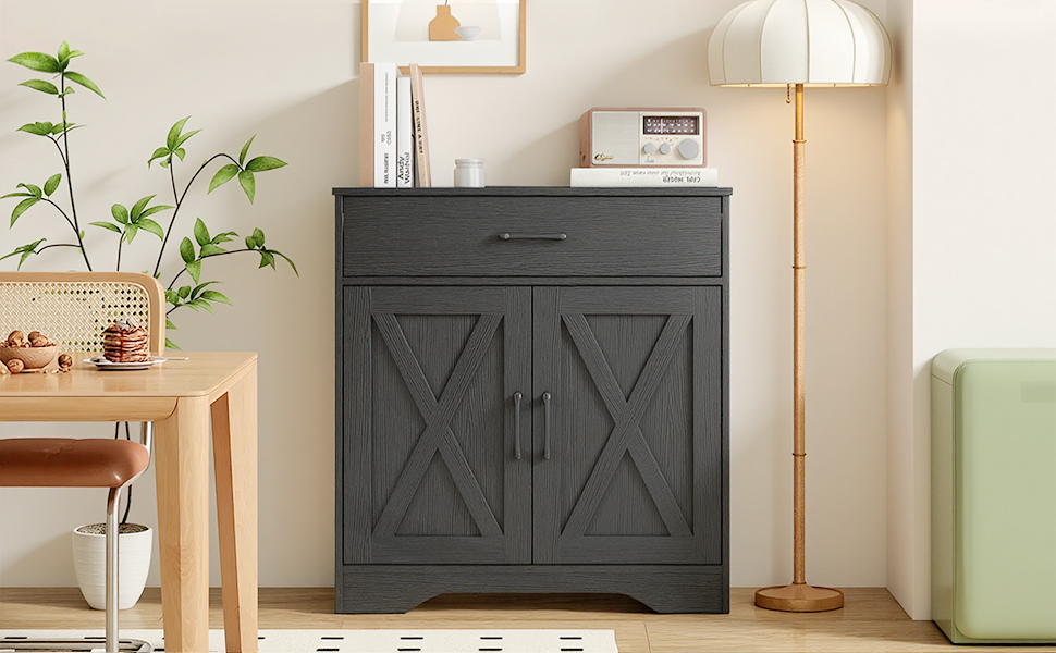 Farmhouse Accent Cabinet Entryway Storage With Drawer Living Room Sideboard — image 4
