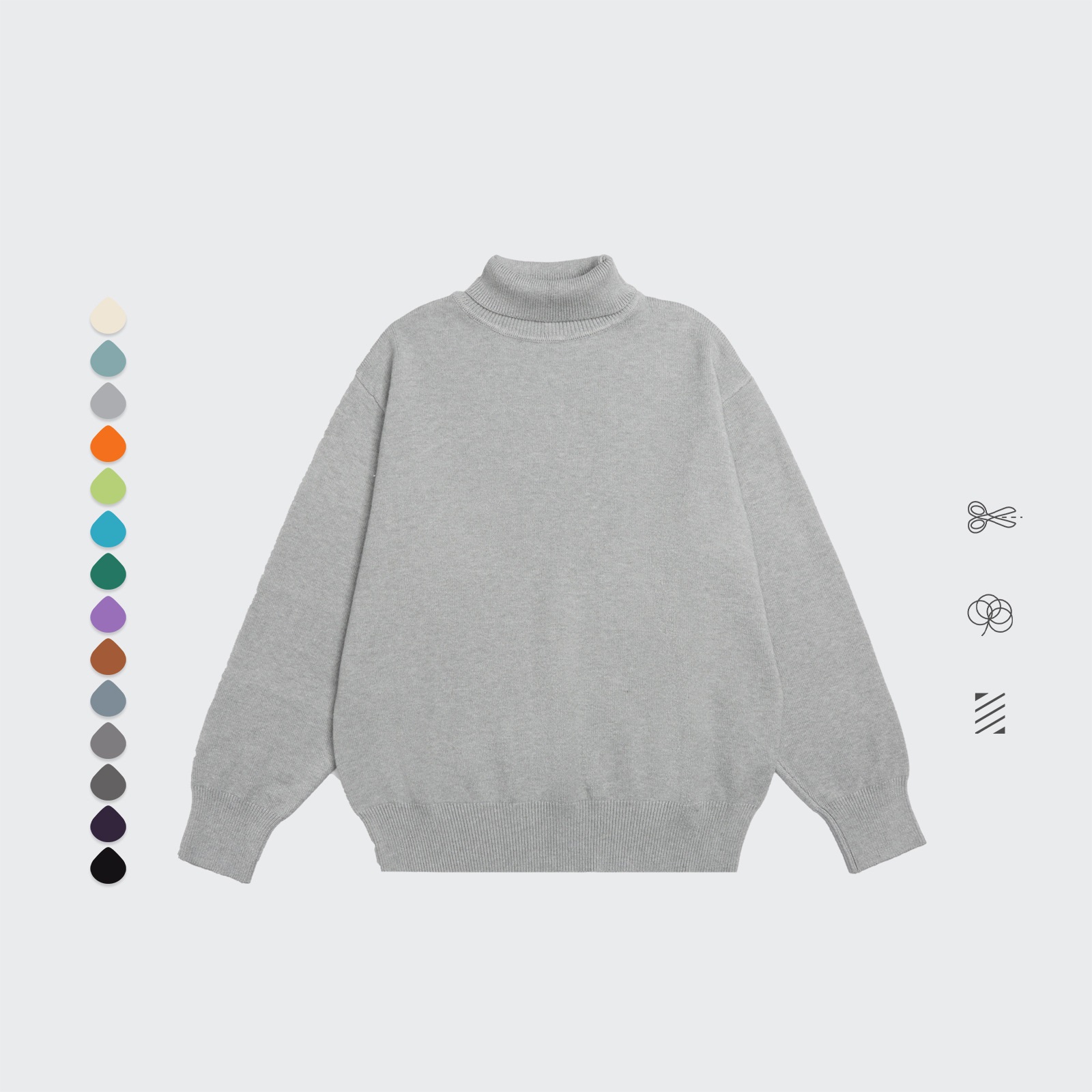 Title 6, Core Spun Loose High Neck Sweater Solid Color K...